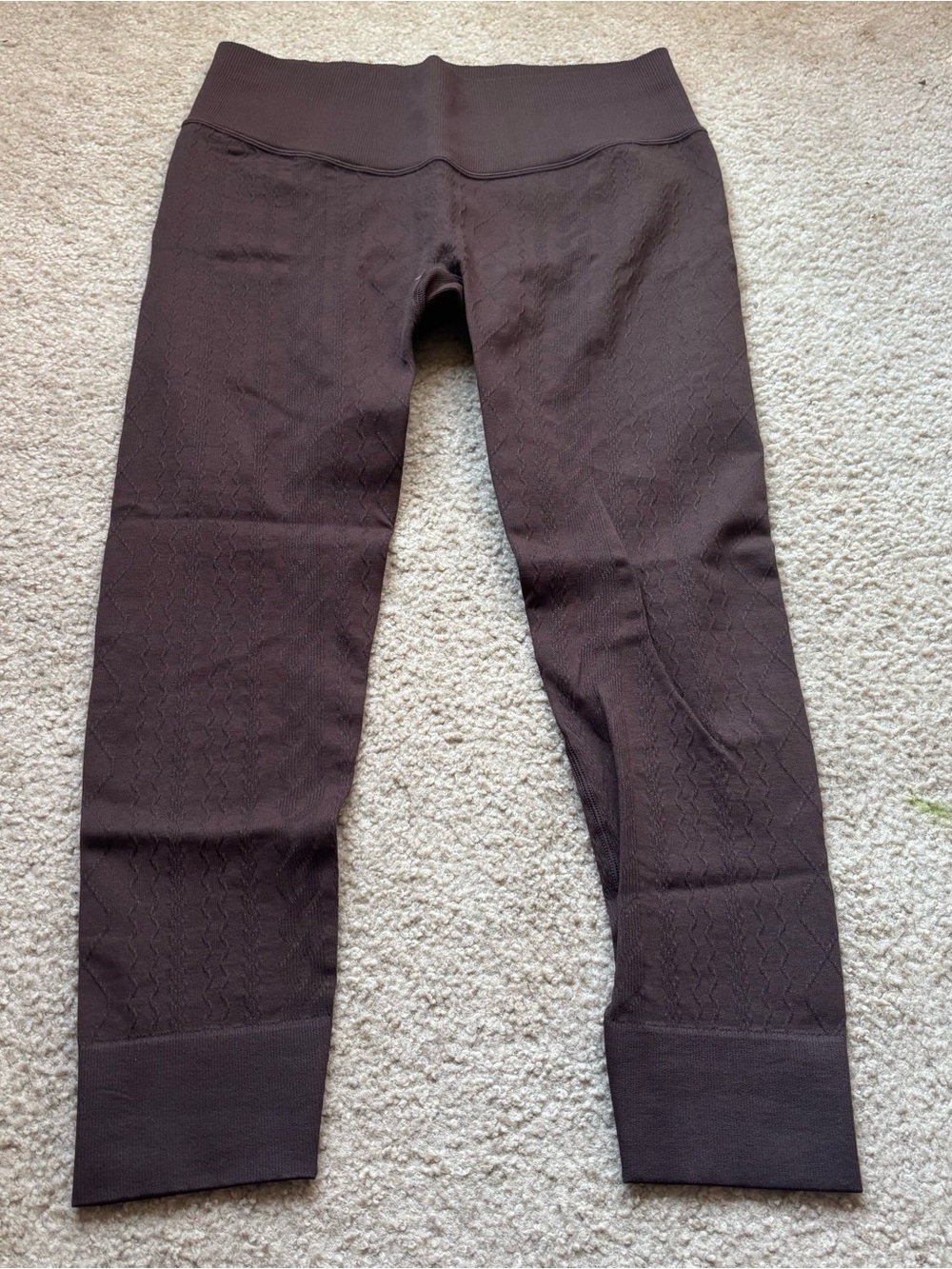 Women’s Joy Lab chocolate brown cable knit pattern high waist leggings size XL